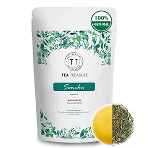 Tea Treasure USDA Organic Japanese Sencha Green Tea - 100 Gm - Calm & Refreshing Whole Leaf Green Tea | Brain and Memory Booster | Energizing Tea | Antioxidant Tea for Stress & Anxiety Relief