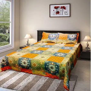 Vermilion Lifestyle Reversible Quilted Bed Cover/ Bedspread (220 x 240 cm.) with 2 Quilted Pillow Covers
