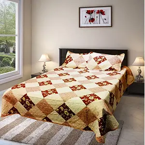 Vermilion Lifestyle Reversible Quilted Bed Cover/Bedspread/Dohar (220 x 240 cm.) + 2 Quilted Pillow Covers