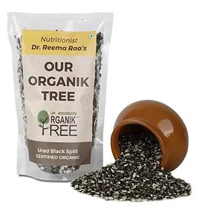 Our Organik Tree Certified Organic Urad Black Split | Kali Urad | No GMO | Healthy Pulses (450 GR)