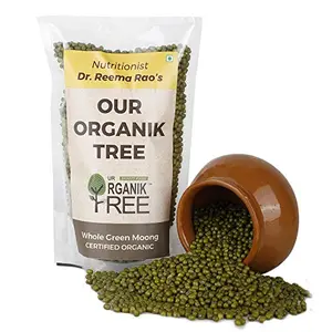 Our Organik Tree Certified Organic Whole Green Moong | Sabut | Saboot | Hara Moong | No Gmo | Healthy Pulses 450gm