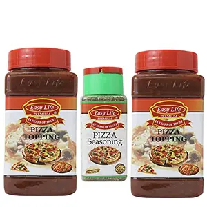 Easy Life Combo Pack of 2 Pizza Topping (350g x 2) with Pizza Seasoning (25g)