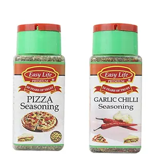 Easy Life Pizza Seasoning 25 g and Garlic & Chilli Seasoning 45g (Combo of 2)