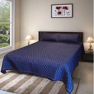 Vermilion Lifestyle Reversible Quilted Bed Cover / Bedspread / Dohar (230 x 250 cm.) + 2 Quilted Pillow Covers.