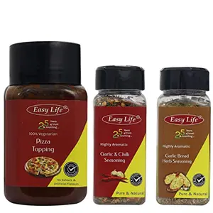 Easy Life Combo of Pizza Topping 325g + Garlic & Chilli Seasoning 40g & Garlic Herb Bread Seasoning 30g (Combo of 3)