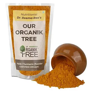 Our Organik Tree Certified Organic Turmeric Powder | Haldi | Curcumin Rich| No Adulteration | No GMO | Indian Spices 200 g