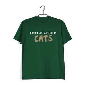 Aaramkhor Easily Distracted by Cats Aaramkhor Specials  Cats Pets 10  Cotton T-shirt for Women