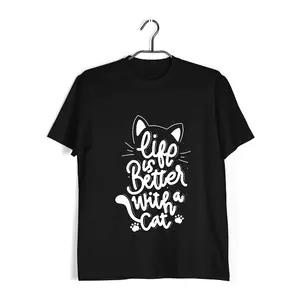 Aaramkhor Life is better with cats Aaramkhor Specials  Cats Pets 10  Cotton T-shirt for Women