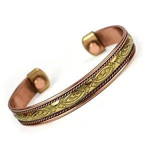 Mix Metal free size Adjustable Copper Bracelet Hand Kada for Men and Women Pack of 1 pc (Color : Copper & Silver)