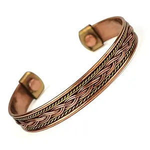 Mix Metal Adjustable Copper Kada Copper Bracelet free size Kada for Men and Women Pack of 1 pc (Color : Copper & Silver)