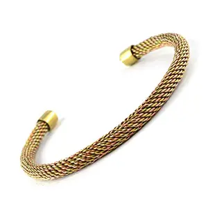 Mix Metal Adjustable Kada / Copper Bracelet Copper Kada for Men and Women Pack of 1 pc (Color : Copper & Silver)