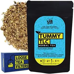 The Tea Trove Organic Tummy Tea for Digestion - Stomach Ease Tea for Acid Reflux & Bloating Relief with Ayurvedic Gas Relief Herbs | Steep as Hot Digestive Tea or Iced Gas Relief Tea (50 Gm 25 Cups)