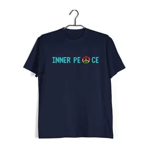 Aaramkhor Made by fans of Yoga for fans of Yoga Fitness  Yoga  10  Cotton T-shirt for Women - Navy Blue