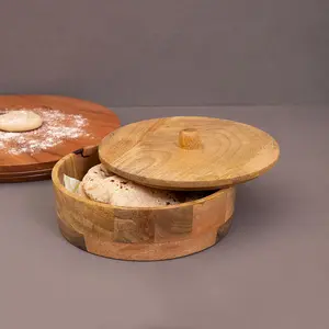 Mango Wood Roti Box, 8'', Brown