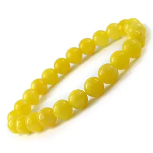 Natural Yellow Jade Bracelet 8 mm Crystal Stone Bracelet Round Shape for Reiki Healing and Crystal Healing Stones (Color : Yellow)