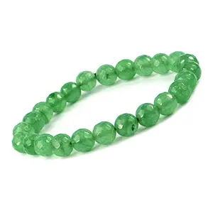 Natural Green Jade Bracelet Crystal Stone 8 mm Diamond Cut Bead Bracelet for Reiki Healing and Crystal Healing Stones (Color : Green)