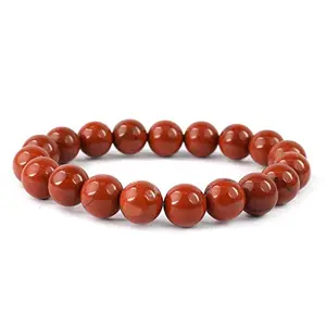 Natural Red Jasper Bracelet Crystal Stone 10mm Round Bead Bracelet for Reiki Healing and Crystal Healing Stone (Color : Red)