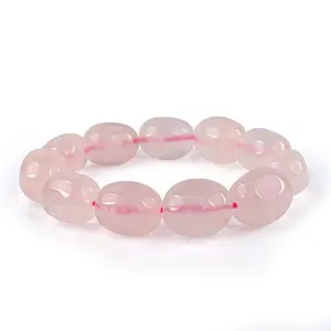 Natural Rose Quartz Bracelet Crystal Stone Big Tumble Bead Bracelet for Reiki Healing and Crystal Healing Stones (Color : Pink)