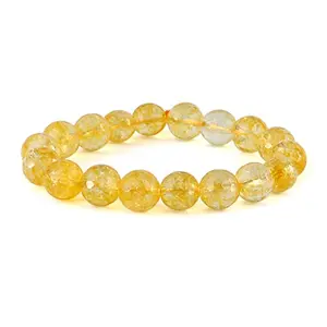 Natural AAA Citrine Bracelet Crystal Stone 10mm Diamond Cut Beads Bracelet for Reiki Healing and Crystal Healing Stones (Color : Yellow)
