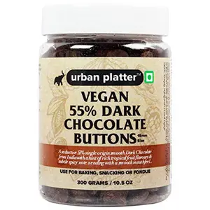 All Natural Dairy-Free and 55% Cocoa Vegan Dark Chocolate Buttons , 300 Gm (10.58 OZ)