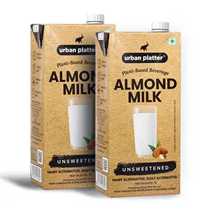 Unsweetened Almond Milk, 1 Litre Each [Pack of 2) (Barista-Grade Lactose-Free Plant-Based Milk Alternative]