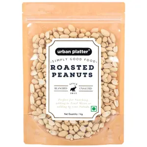 Urban Platter Roasted Unsalted Peanuts 1Kg [Grade A Peanuts Groundnut Singdana Skin Removed Vacuum Packed Fresh Product of Bharuch]