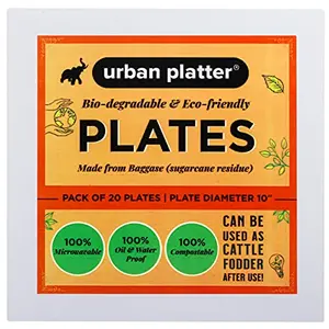 Urban Platter Bagasse Eco-Friendly Disposable Round Plates [10 inches Pack of 20]