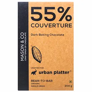 Urban Platter 55% Organic Dark Chocolate Baking Couverture 200g [Crafted by Mason & Co. Single Origin Bean to Bar] 200g