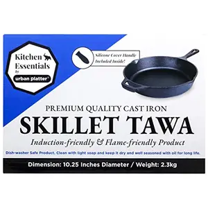 Urban Platter Cast Iron Silicone 10.25 Inches Induction Base Fry Pan Black