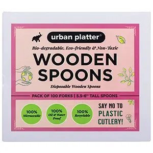 Urban Platter Eco-Friendly Disposable Wooden Spoons [Pack of 100 Food-Grade]