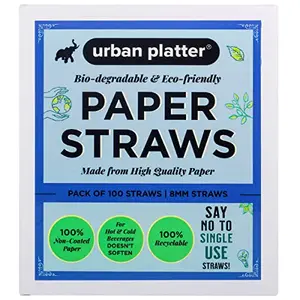 Urban Platter Eco-Friendly Disposable Paper Straws [Size 8mm Box of 100 Straws Extra Thick Drinking Straw]