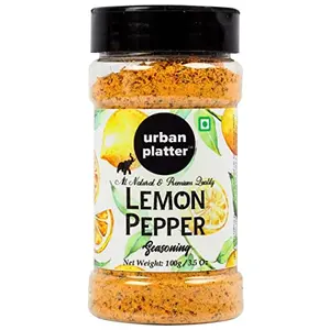 Urban Platter Lemon Pepper Seasoning Mix Shaker Jar 100g / 3.5oz [All Natural Zesty & Lively]