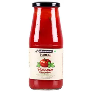 Urban Platter Passata di Pomodoro Con Basilico - Italian Tomato Puree with Basil 420g [Grown and Processed on The Fertile Lands of Gargano Italy | Preservative Free | Jain Friendly]
