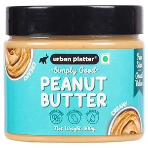 Urban Platter Natural Creamy Peanut Butter 300g [Unsweetened No Added Oil Vegan]