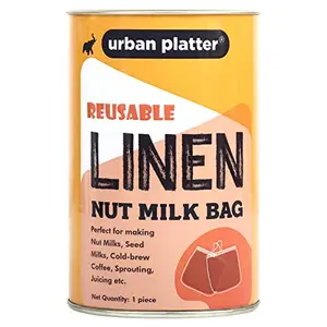 Urban Platter Reusable Washable Fine Mesh Linen Nut Milk Bag (White 12 x 11 Inch)