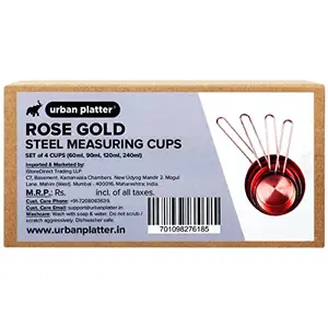 Urban Platter Rose Gold Steel Measuring Cups [Set of 4 Cups - 60ml 80ml 125ml 250ml]