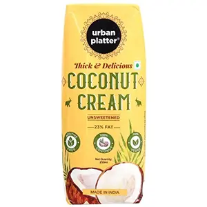 Urban Platter Unsweetened Coconut Cream 250ml [23% Fat Content]