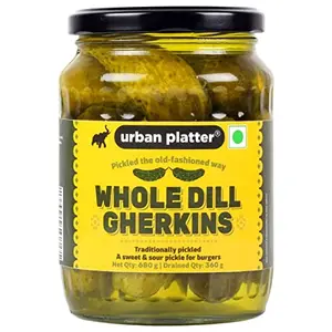 Urban Platter Whole Dill Gherkins 680g [ Sweet & Crunchy. Great for Adding Tang & Flavour to Sauces & Dips. ]