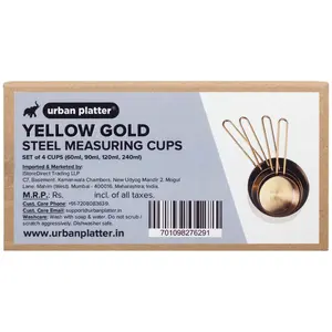 Urban Platter Yellow Gold Steel Measuring Cups [Set of 4 Cups - 60ml 80ml 125ml 250ml]