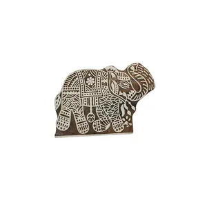 Silkrute Traditional Pattern Elephant Shape Wooden Block Stamp Print | DIY Crafts | (Pack of 1)