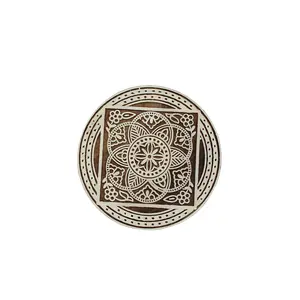 Silkrute Creative Mandala Art Round Wooden Stamps Print | Indian Traditional Stamps (Pack of 1)