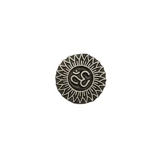 Silkrute Carved OM on Wooden Block Stamps | Round Block Stamp For Fabric Or DIY Printing (Pack of 1)