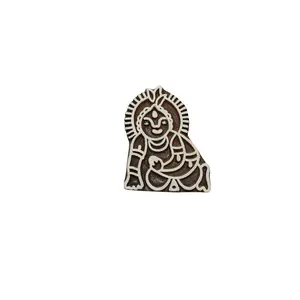 Silkrute Hand-carved Krishna on Wooden Block Stamps | Print For Fabric Or DIY Printing (Pack of 1)