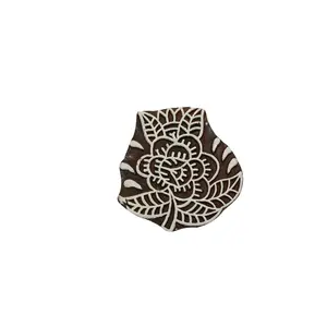 Silkrute Floral Print Wooden Block Stamp | Floral Wooden Stamps | Ethnic Fabric Print (Pack of 1)