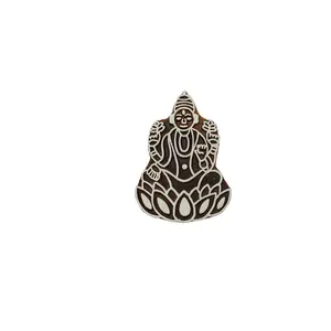 Silkrute Mahalaxmi Indian God Idol Engraved Wooden Block Stamps | Decorative Print | DIY Crafts (Pack of 1)