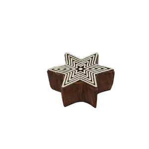 Silkrute Star Print Wooden Block Stamp | Star Print Wooden Stamp | DIY Printing (Pack of 1)
