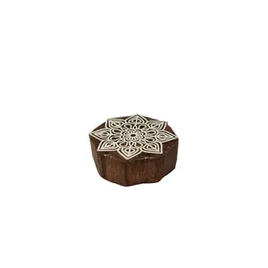 Silkrute Floral Design Geometric Wooden Block Stamp For Printing | Ethnic Fabric Print (Pack of 1)
