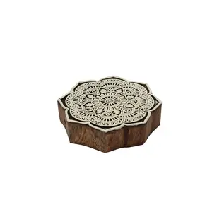 Silkrute Floral Design Wall Hanging Hook Wooden Stamps For Printing | Ethnic Fabric Print (Pack of 1)