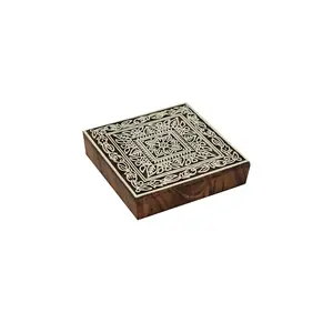 Silkrute Floral Pattern Square Stamps | DIY Craft Material | Wooden Block Stamp Print (Pack of 1)
