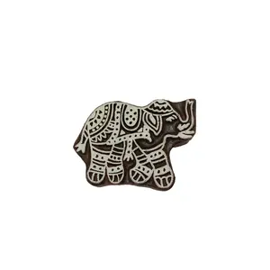 Silkrute Elephant Shape Wooden Block Stamps | Ethnic Pattern | Jaipuri Textile Print (Pack of 1)